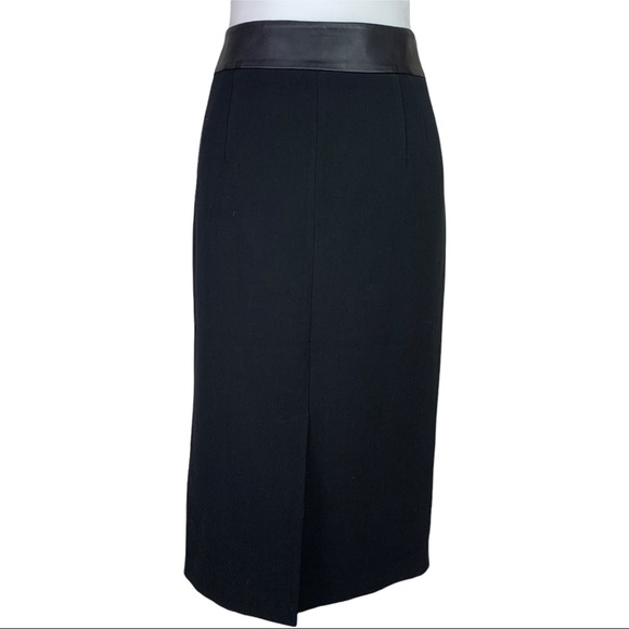 Cassis Black Leather Trim Pencil Skirt Size 10 NWT - Picture 2 of 11
